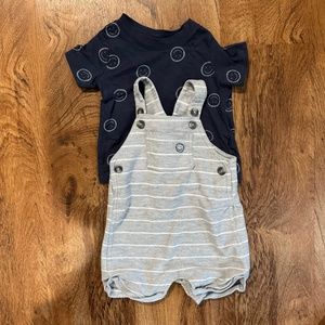 Carter's Smiley T-shirt and Gray Overalls 12 months